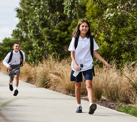 Heratford, Donnybrook school children on their way to school.