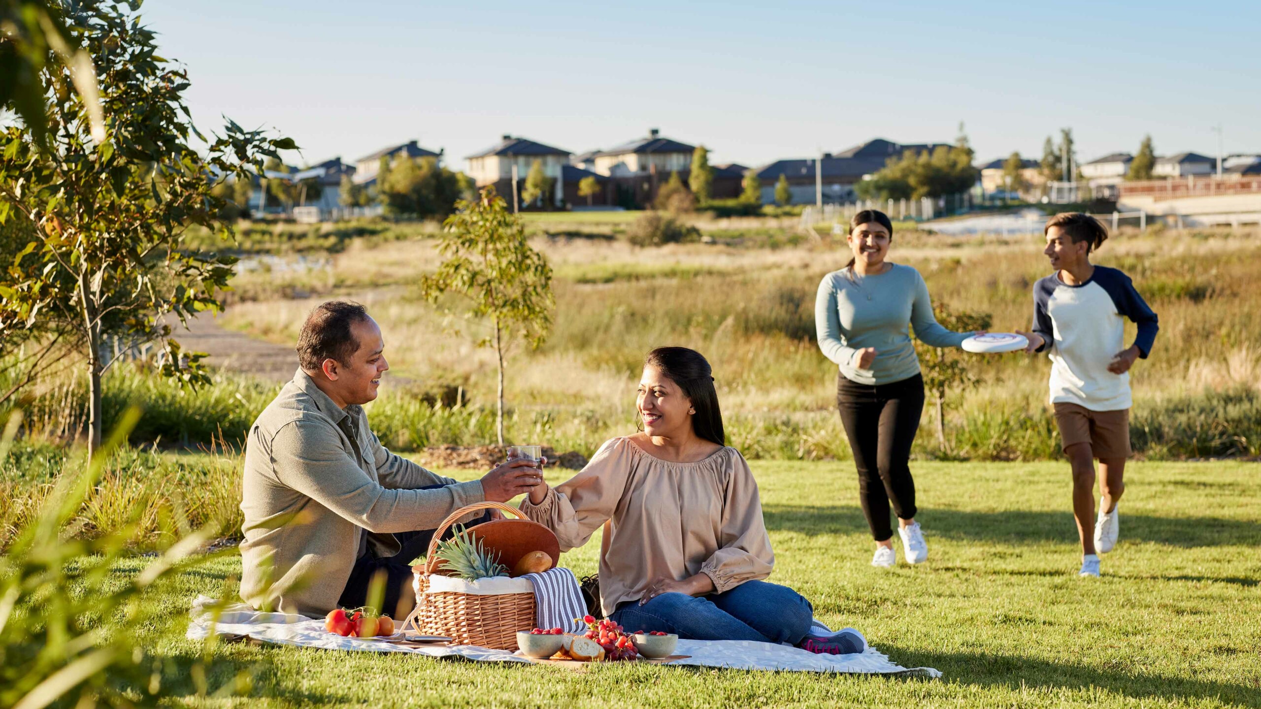Bluestone, Tarneit family enjoying a picnic.