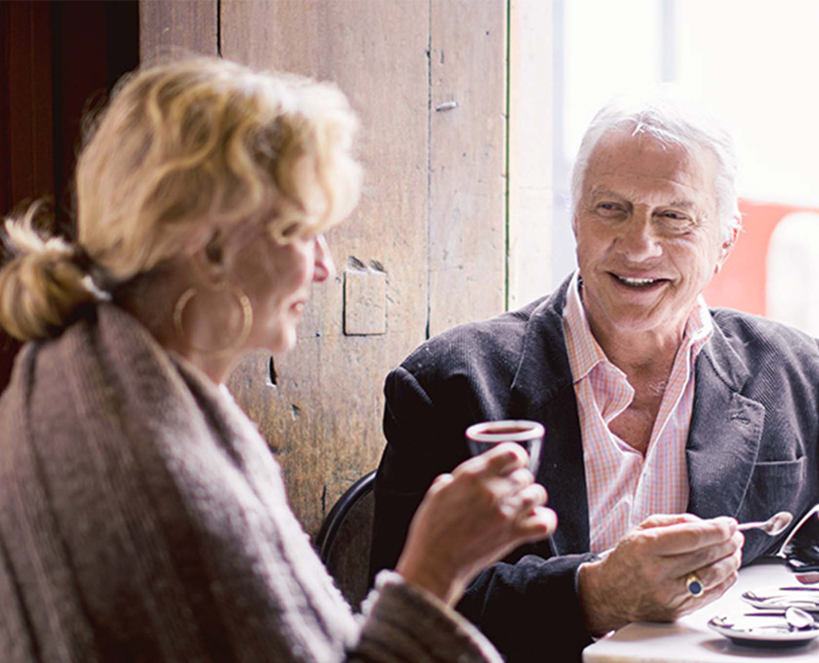 Older couple enjoying a coffee