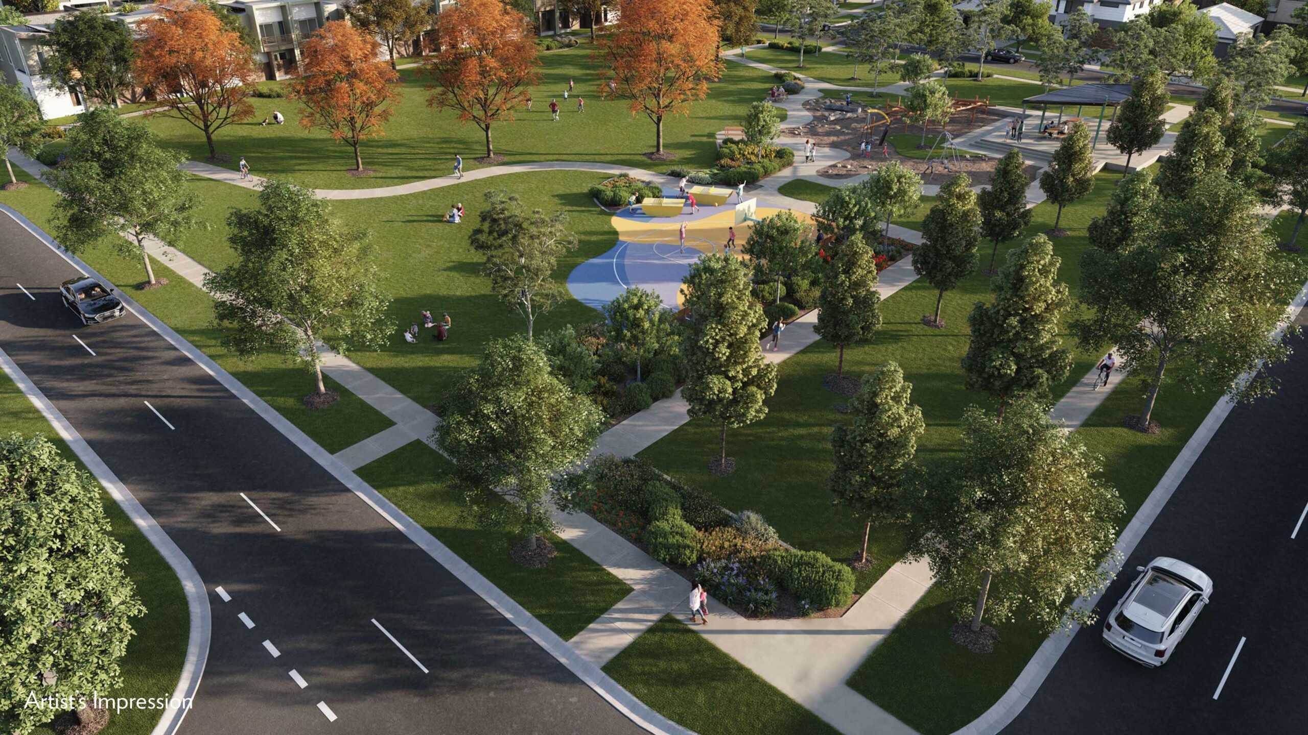 The Willows artist impression of park and playground
