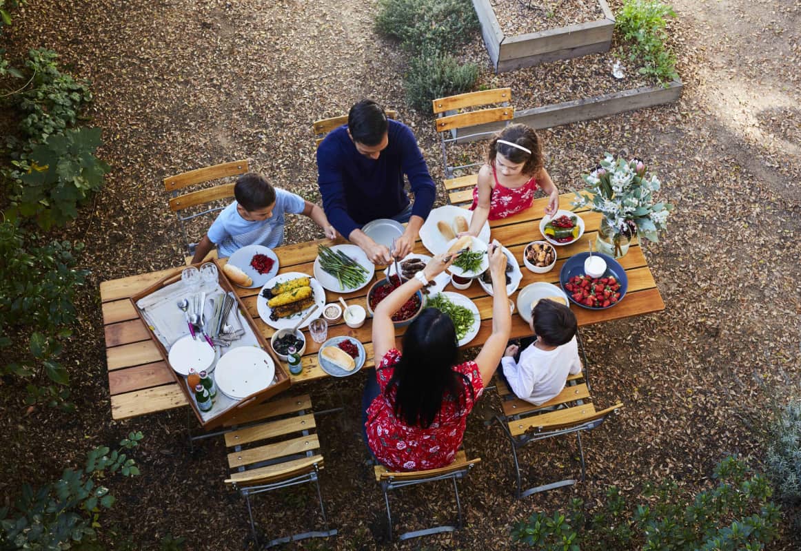 family eating outside