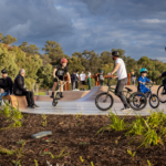 Dalyellup pump track being used by young and experienced riders